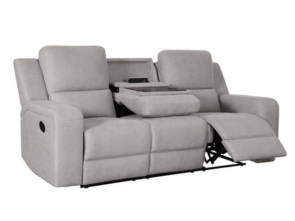 Margaret Fabric Manual Reclining Sofa with Console - Gray - Abbyson - Living Room