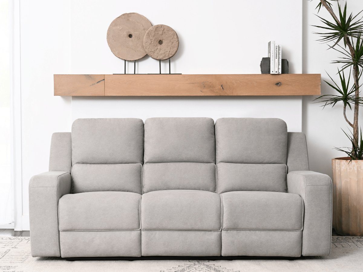 Margaret Fabric Manual Reclining Sofa with Console - Gray - Abbyson - Living Room
