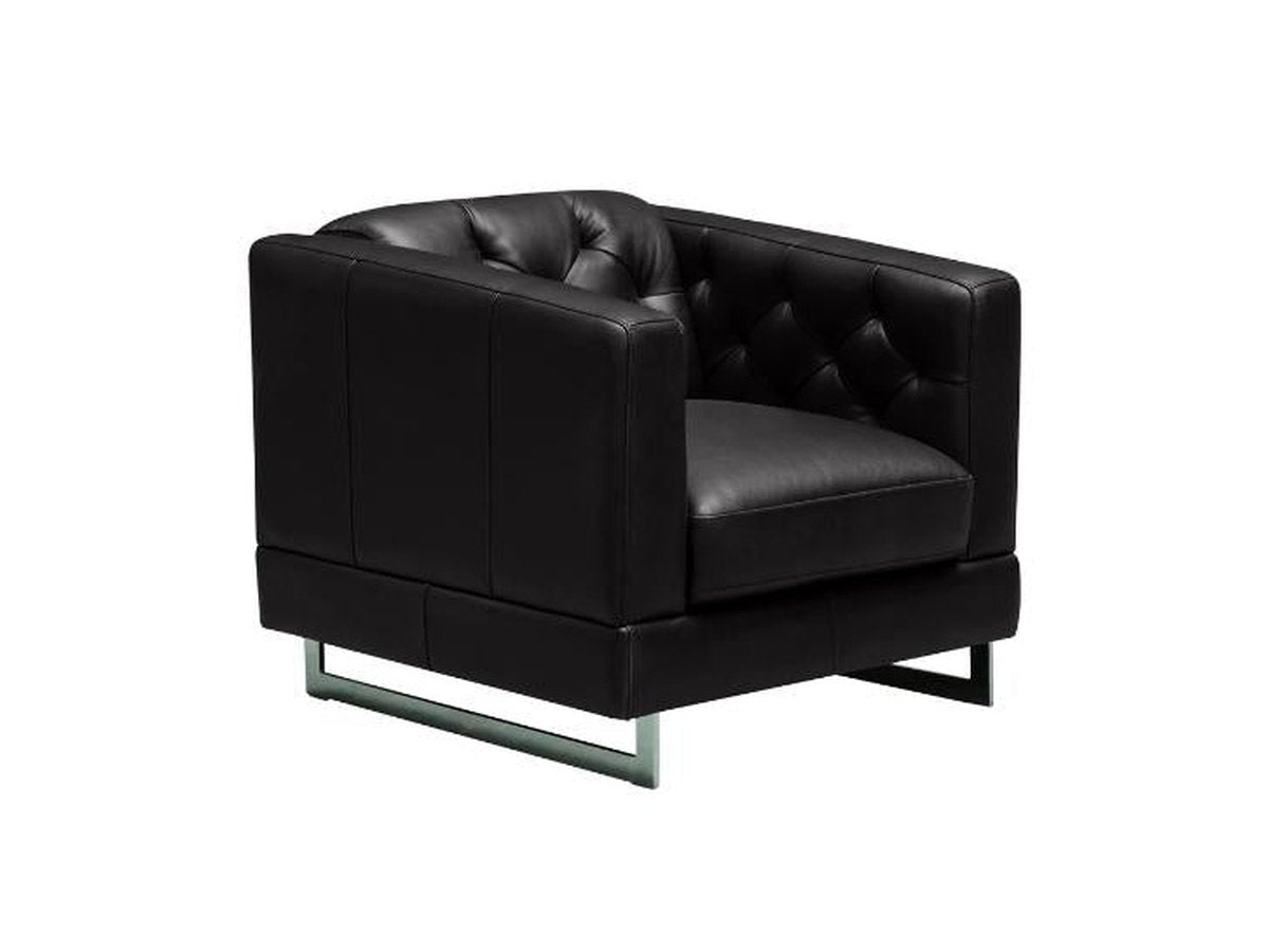 Margaret Leather Chair - Black - Abbyson - Living Room