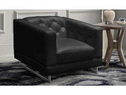 Margaret Leather Chair - Black - Abbyson - Living Room
