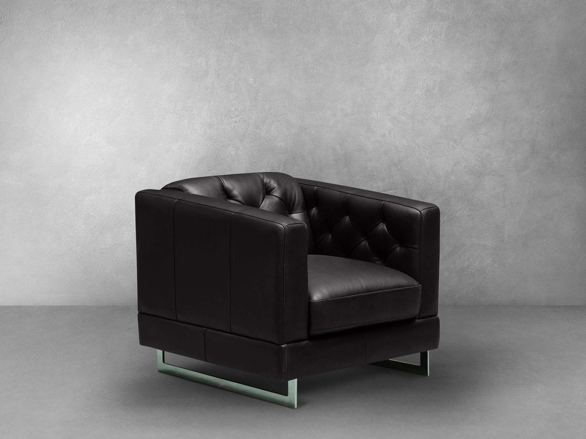 Margaret Leather Chair - Black - Abbyson - Living Room