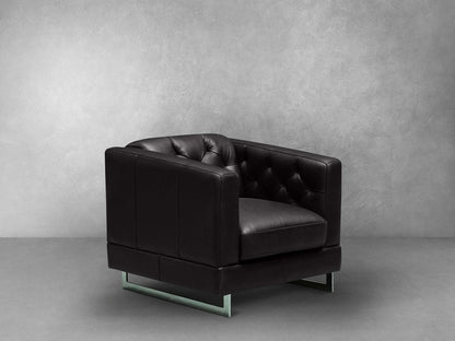 Margaret Leather Chair - Black - Abbyson - Living Room