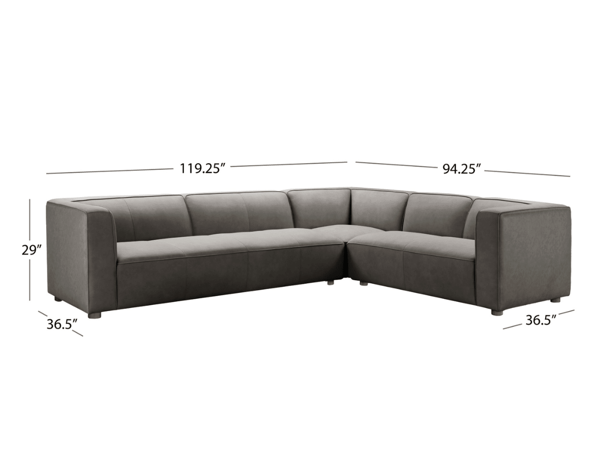 Matteo Nubuck Leather Sectional - Gray - Abbyson - Living Room