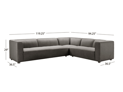 Matteo Nubuck Leather Sectional - Gray - Abbyson - Living Room