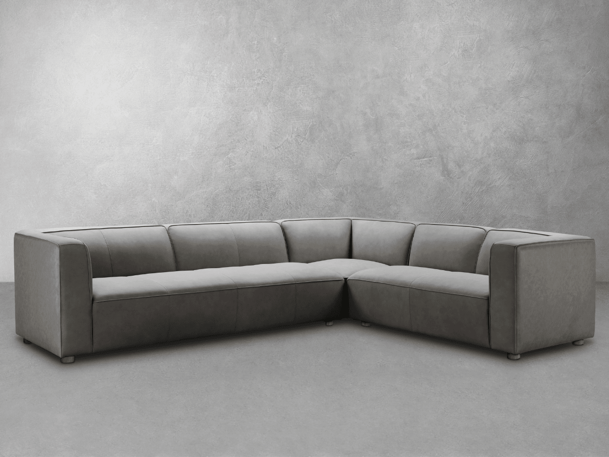 Matteo Nubuck Leather Sectional - Gray - Abbyson - Living Room