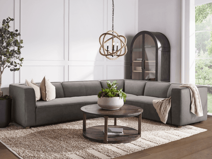 Matteo Nubuck Leather Sectional - Gray - Abbyson - Living Room
