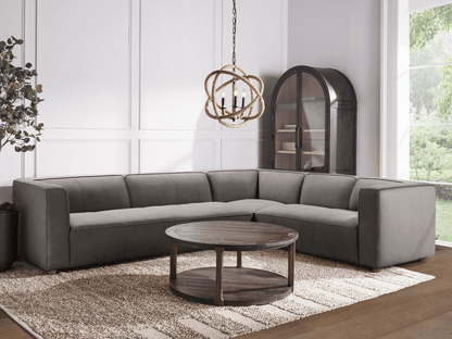 Matteo Nubuck Leather Sectional - Gray - Abbyson - Living Room