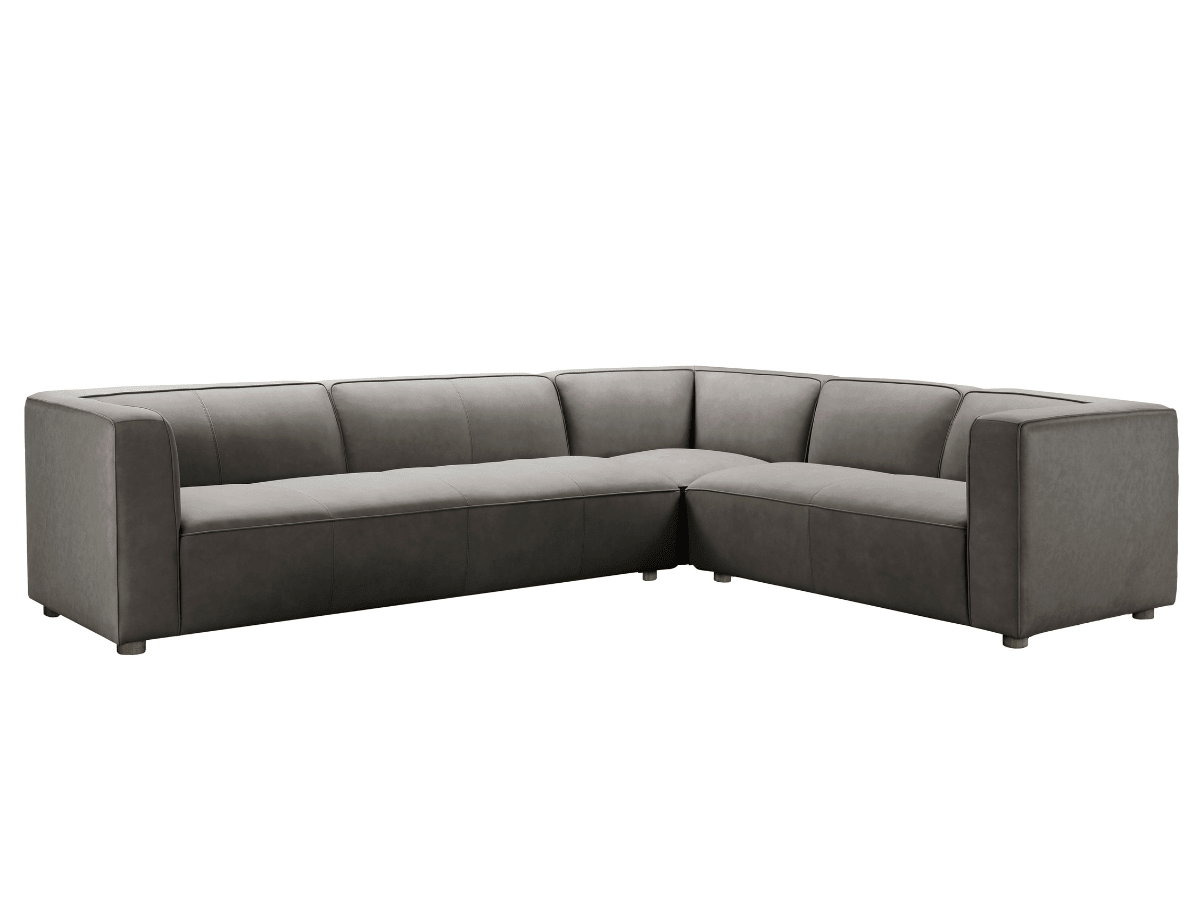Matteo Nubuck Leather Sectional - Gray - Abbyson - Living Room