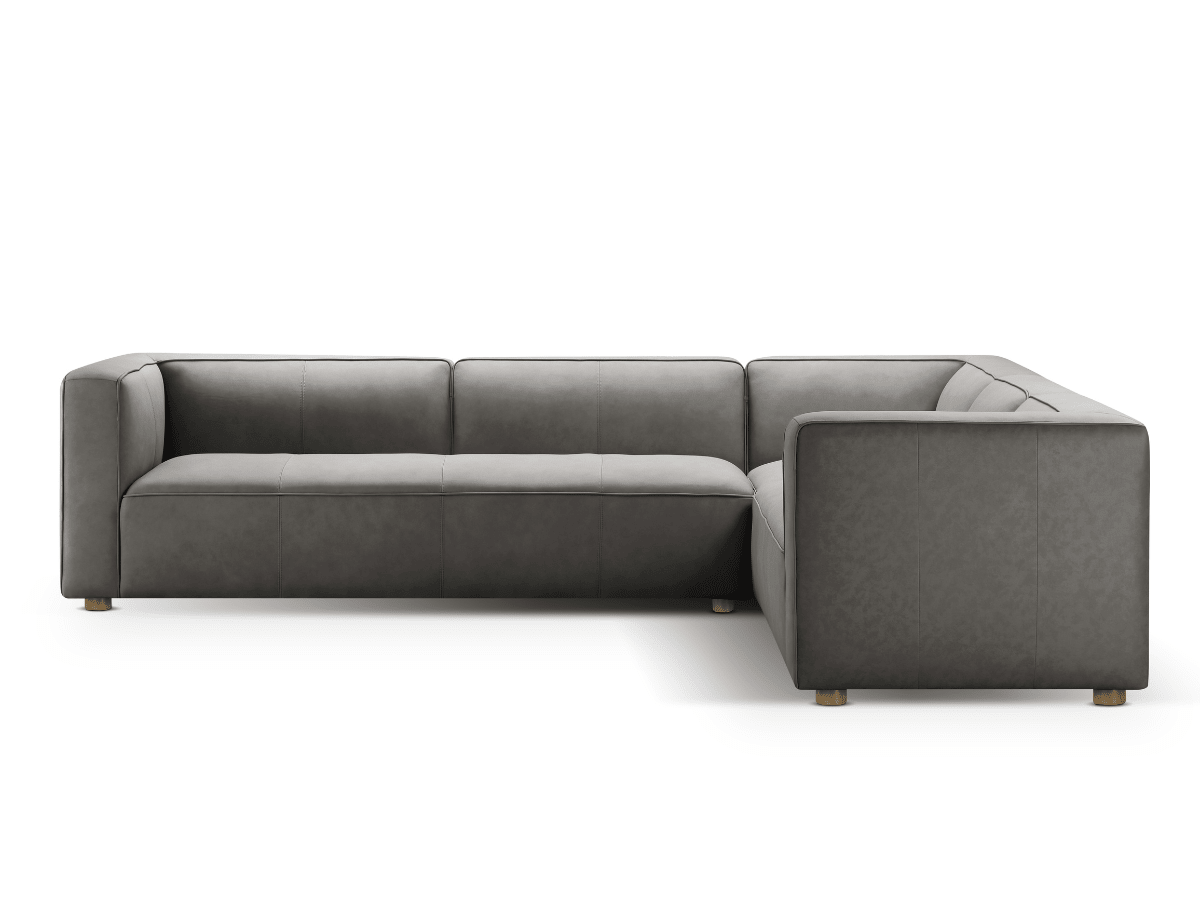 Matteo Nubuck Leather Sectional - Gray - Abbyson - Living Room