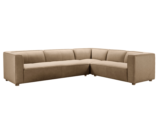 Matteo Nubuck Leather Sectional - Saddle - Abbyson - Living Room
