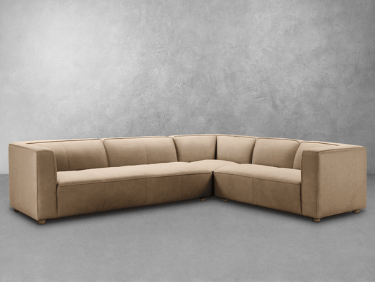 Matteo Nubuck Leather Sectional - Saddle - Abbyson - Living Room