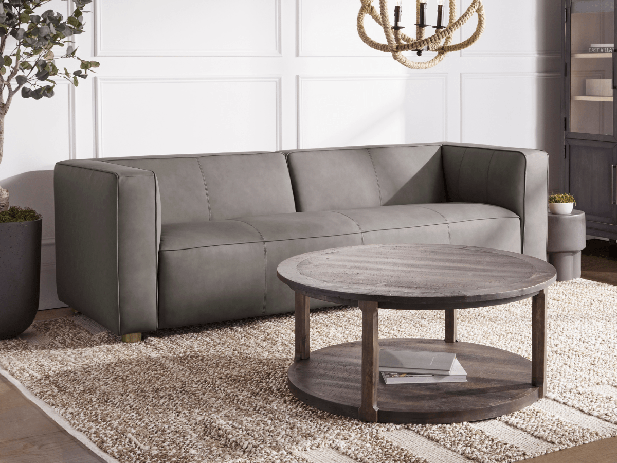Matteo Nubuck Leather Sofa - Gray - Abbyson - Living Room