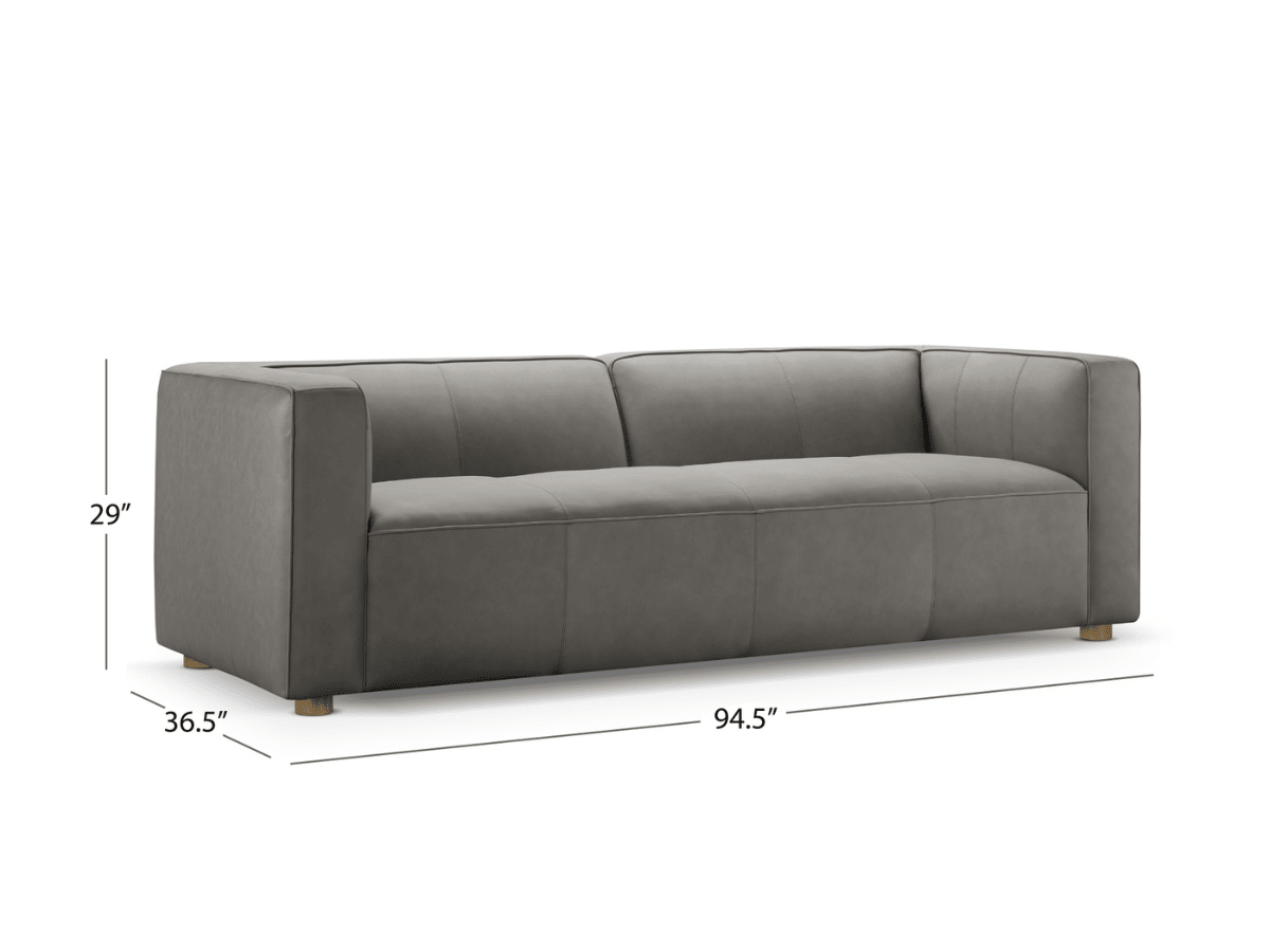 Matteo Nubuck Leather Sofa - Gray - Abbyson - Living Room