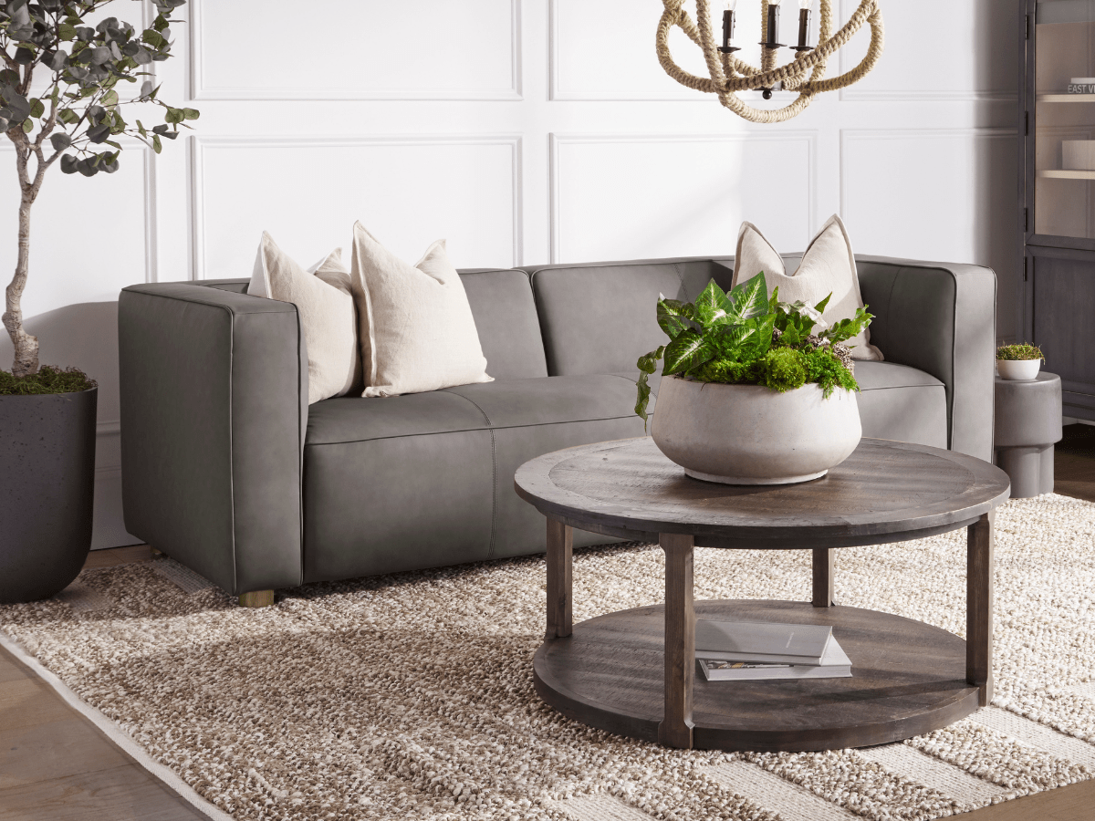 Matteo Nubuck Leather Sofa - Gray - Abbyson - Living Room