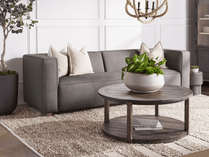 Matteo Nubuck Leather Sofa - Gray - Abbyson - Living Room