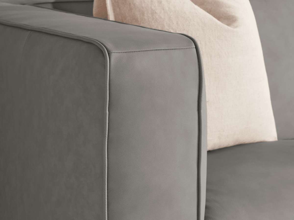 Matteo Nubuck Leather Sofa - Gray - Abbyson - Living Room