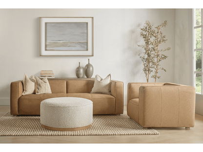 Matteo Nubuck Leather Sofa - Saddle - Abbyson - Living Room