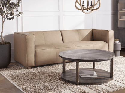 Matteo Nubuck Leather Sofa - Saddle - Abbyson - Living Room