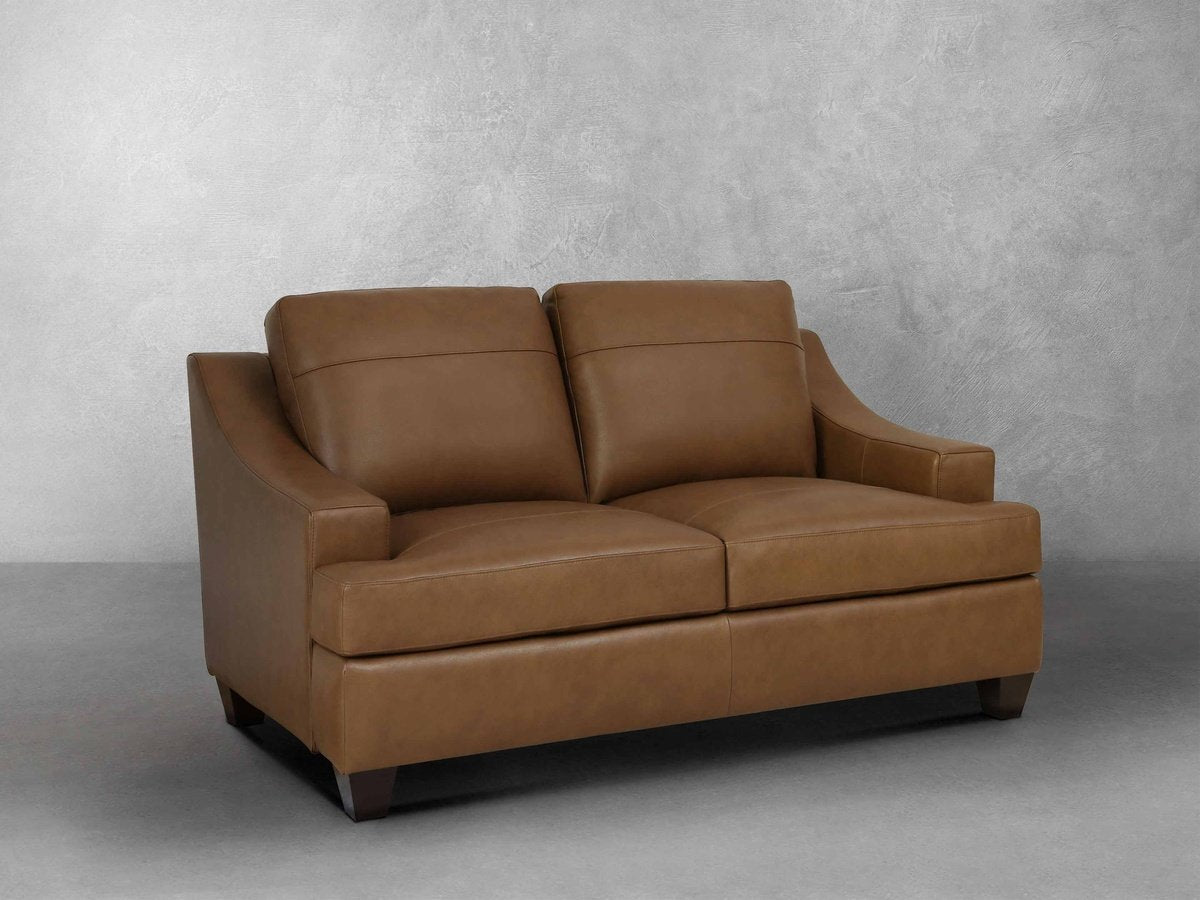 Merona Leather Loveseat - Camel - Abbyson - Living Room