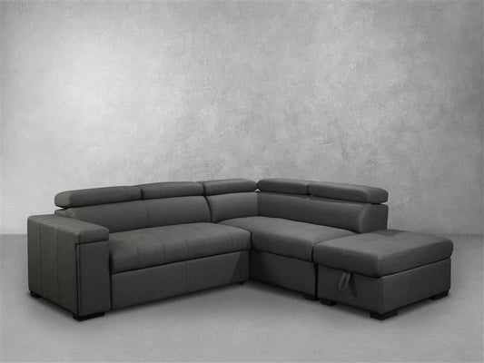 Miami Fabric Storage Sectional with Pullout Bed - Dark Gray - Abbyson - Living Room