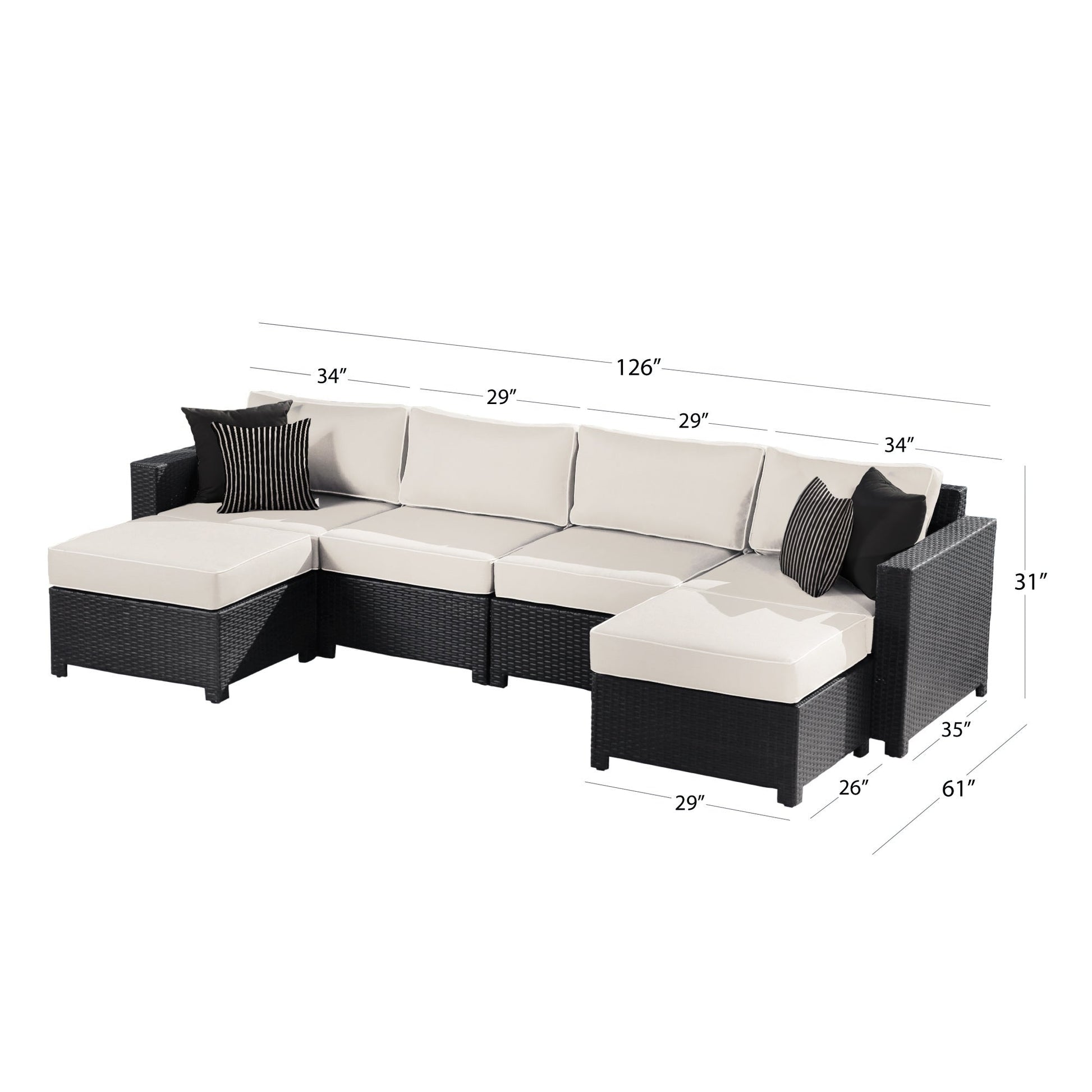 Monaco 6-pc Modular Sectional - White - Abbyson - Outdoor
