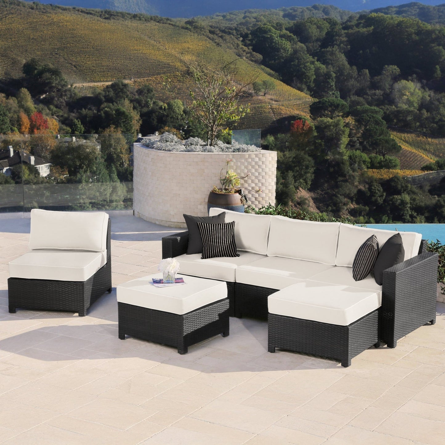 Monaco 6-pc Modular Sectional - White - Abbyson - Outdoor