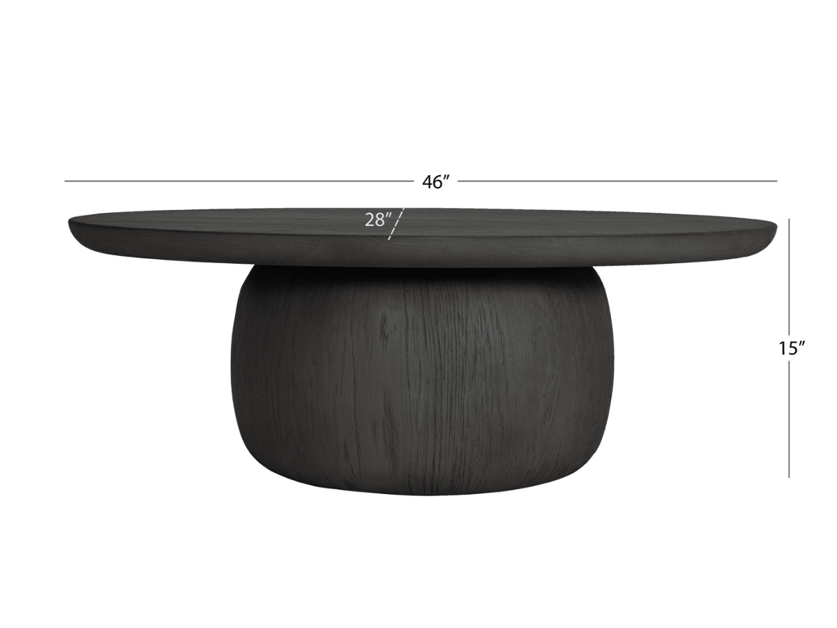 Pauline 46"W Oak Coffee Table - Black - Abbyson - Living Room