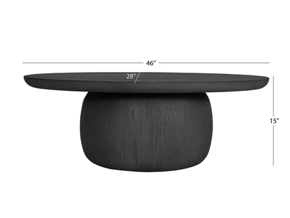 Pauline 46"W Oak Coffee Table - Black - Abbyson - Living Room