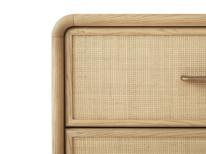 Pauline 6-Drawer Oak & Natural Cane Dresser - Blonde - Abbyson - Bedroom