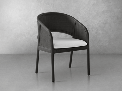 Pauline Oak & Natural Cane Barrel Dining Chair - Black - Abbyson - Dining Room