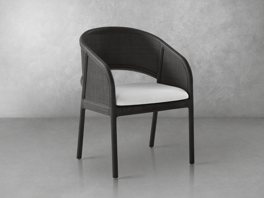 Pauline Oak & Natural Cane Barrel Dining Chair - Black - Abbyson - Dining Room