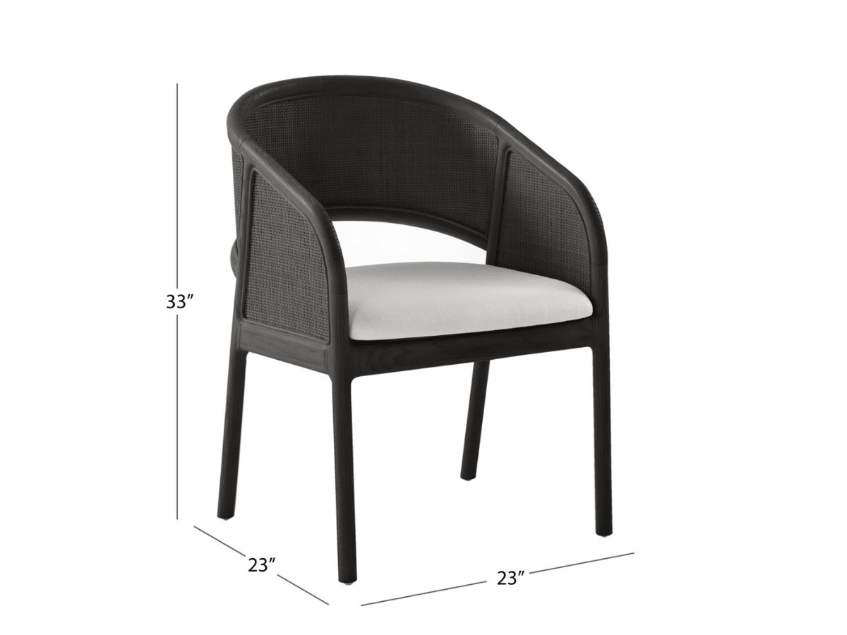 Pauline Oak & Natural Cane Barrel Dining Chair - Black - Abbyson - Dining Room