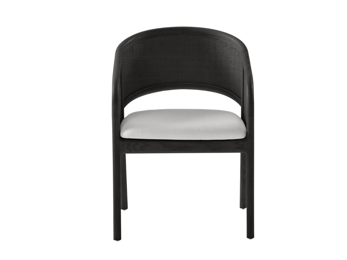 Pauline Oak & Natural Cane Barrel Dining Chair - Black - Abbyson - Dining Room