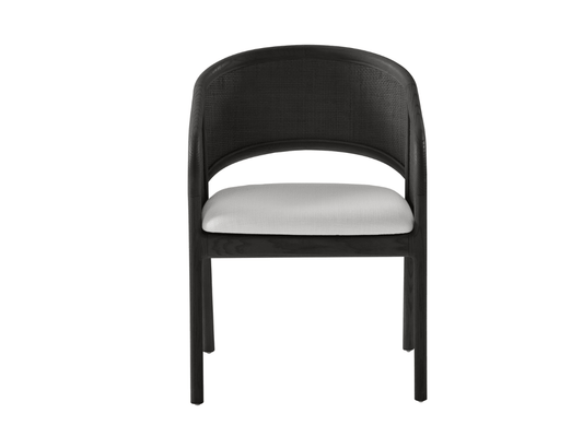 Pauline Oak & Natural Cane Barrel Dining Chair - Black - Abbyson - Dining Room
