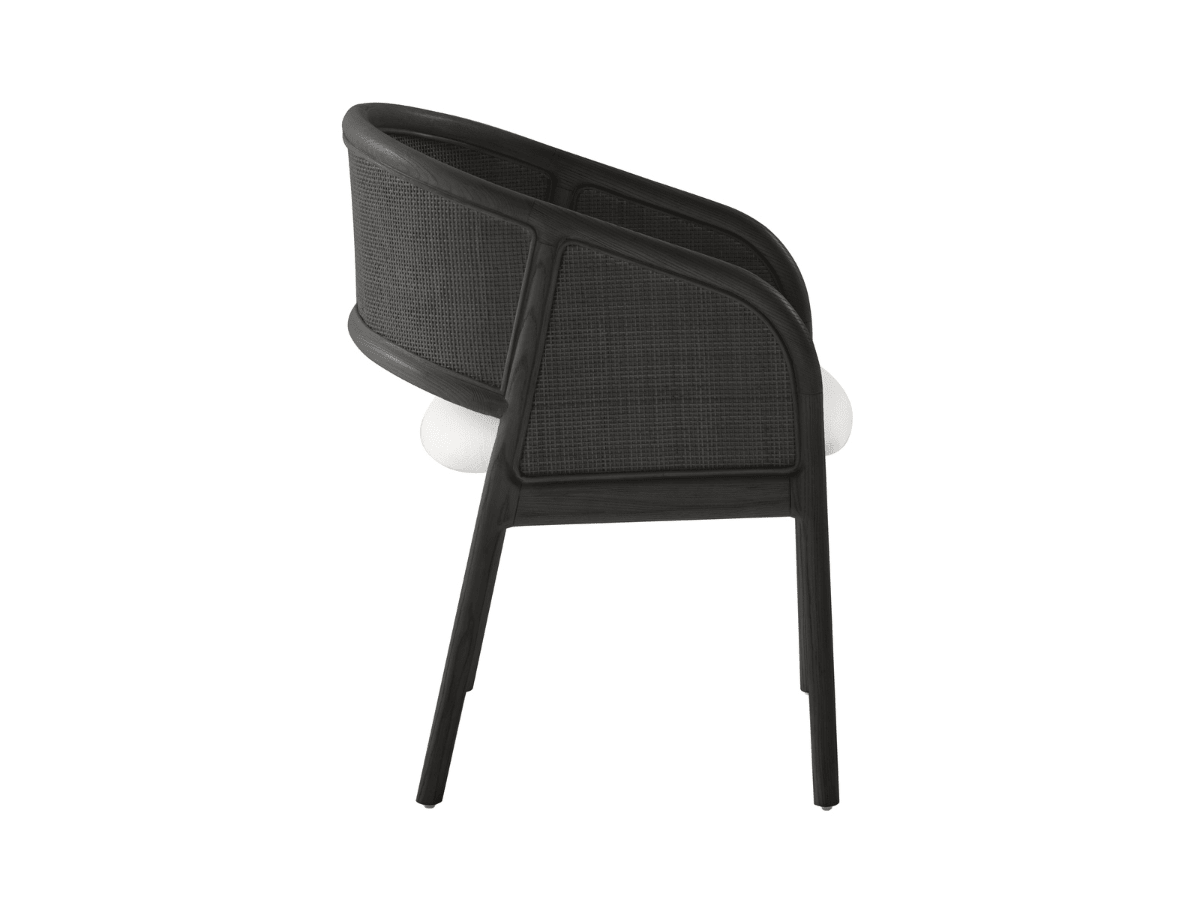 Pauline Oak & Natural Cane Barrel Dining Chair - Black - Abbyson - Dining Room
