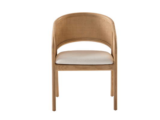 Pauline Oak & Natural Cane Barrel Dining Chair - Blonde - Abbyson - Dining Room