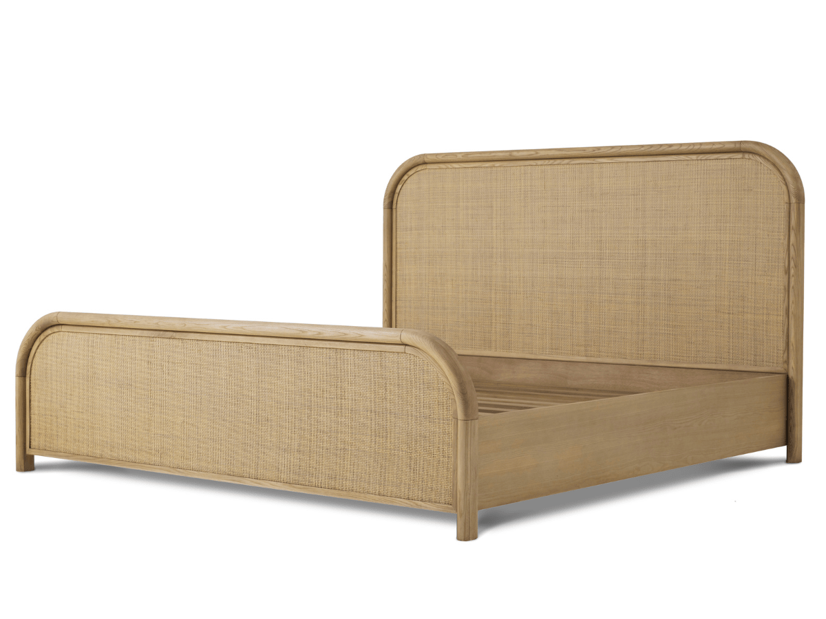 Pauline Oak & Natural Cane Bed - Blonde - Queen - Abbyson - Bedroom