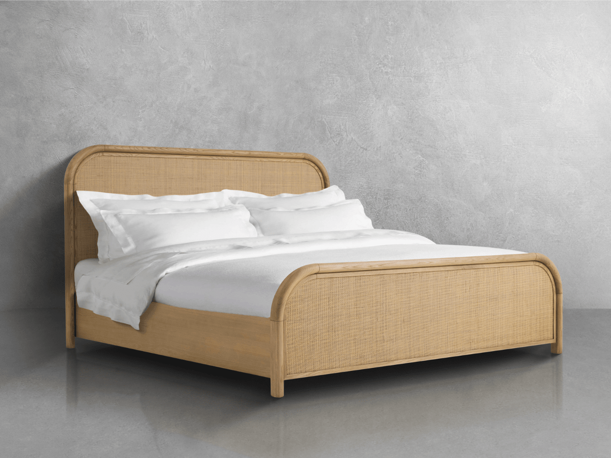 Pauline Oak & Natural Cane Bed - Blonde - Queen - Abbyson - Bedroom