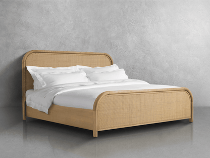 Pauline Oak & Natural Cane Bed - Blonde - Queen - Abbyson - Bedroom