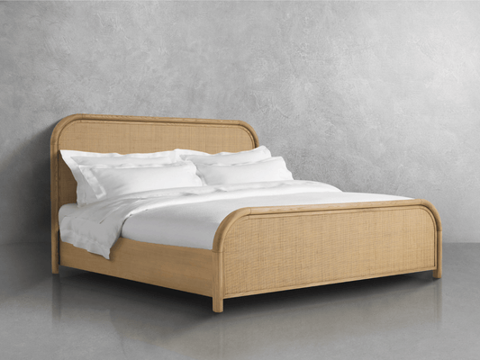 Pauline Oak & Natural Cane Bed - Blonde - Queen - Abbyson - Bedroom