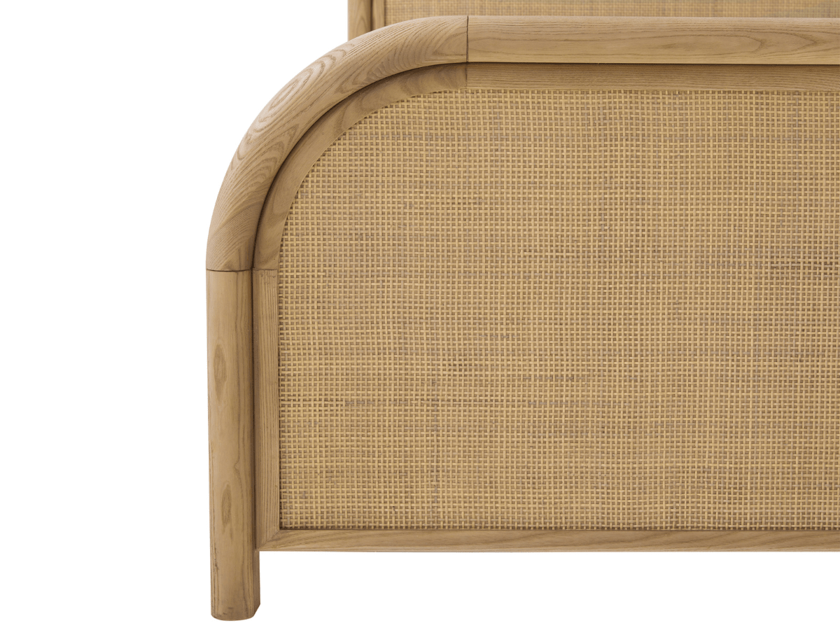 Pauline Oak & Natural Cane Bed - Blonde - Queen - Abbyson - Bedroom