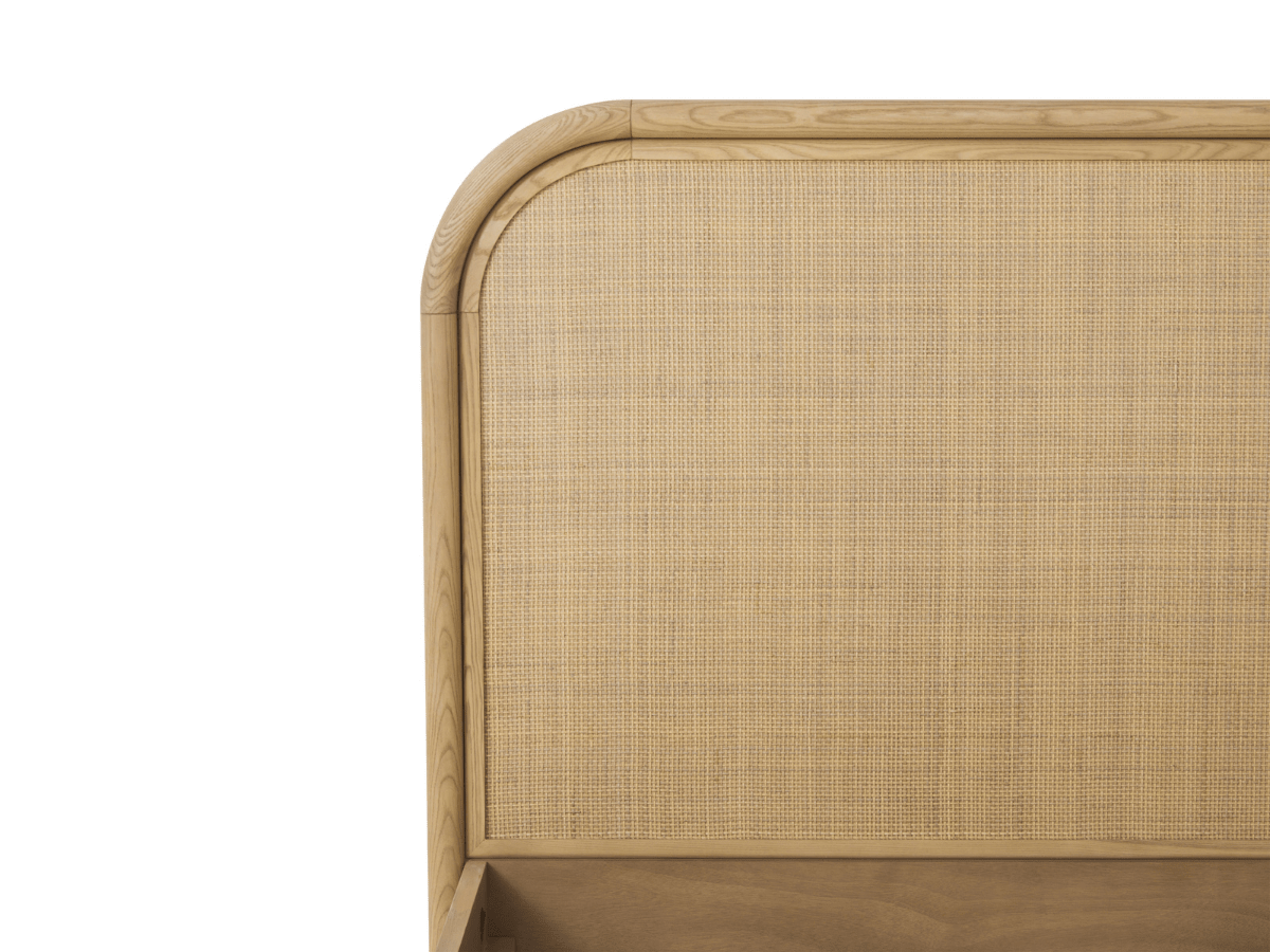 Pauline Oak & Natural Cane Bed - Blonde - Queen - Abbyson - Bedroom