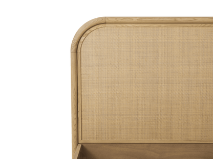 Pauline Oak & Natural Cane Bed - Blonde - Queen - Abbyson - Bedroom