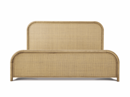 Pauline Oak & Natural Cane Bed - Blonde - Queen - Abbyson - Bedroom