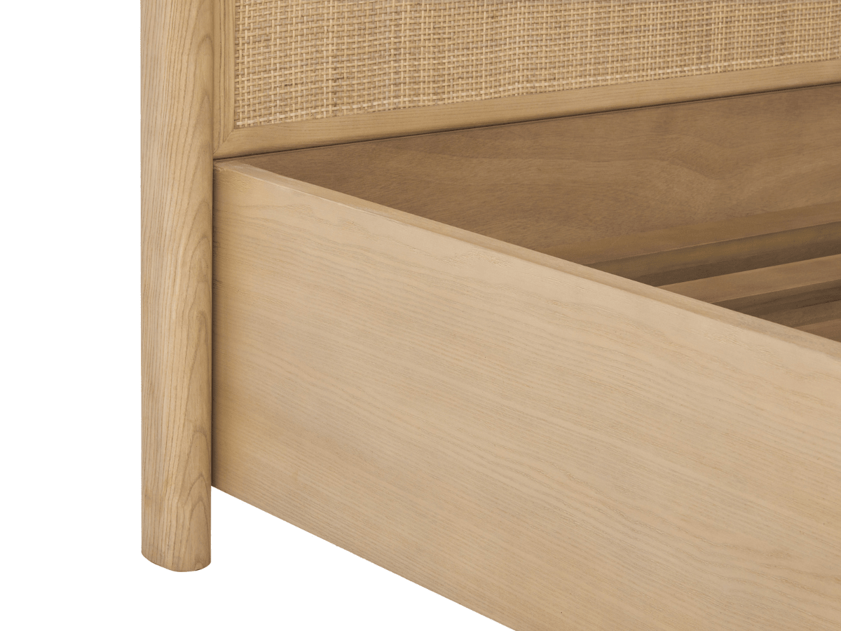Pauline Oak & Natural Cane Bed - Blonde - Queen - Abbyson - Bedroom