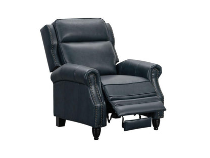 Pollenzo Leather Pushback Recliner - Blue - Abbyson - Living Room