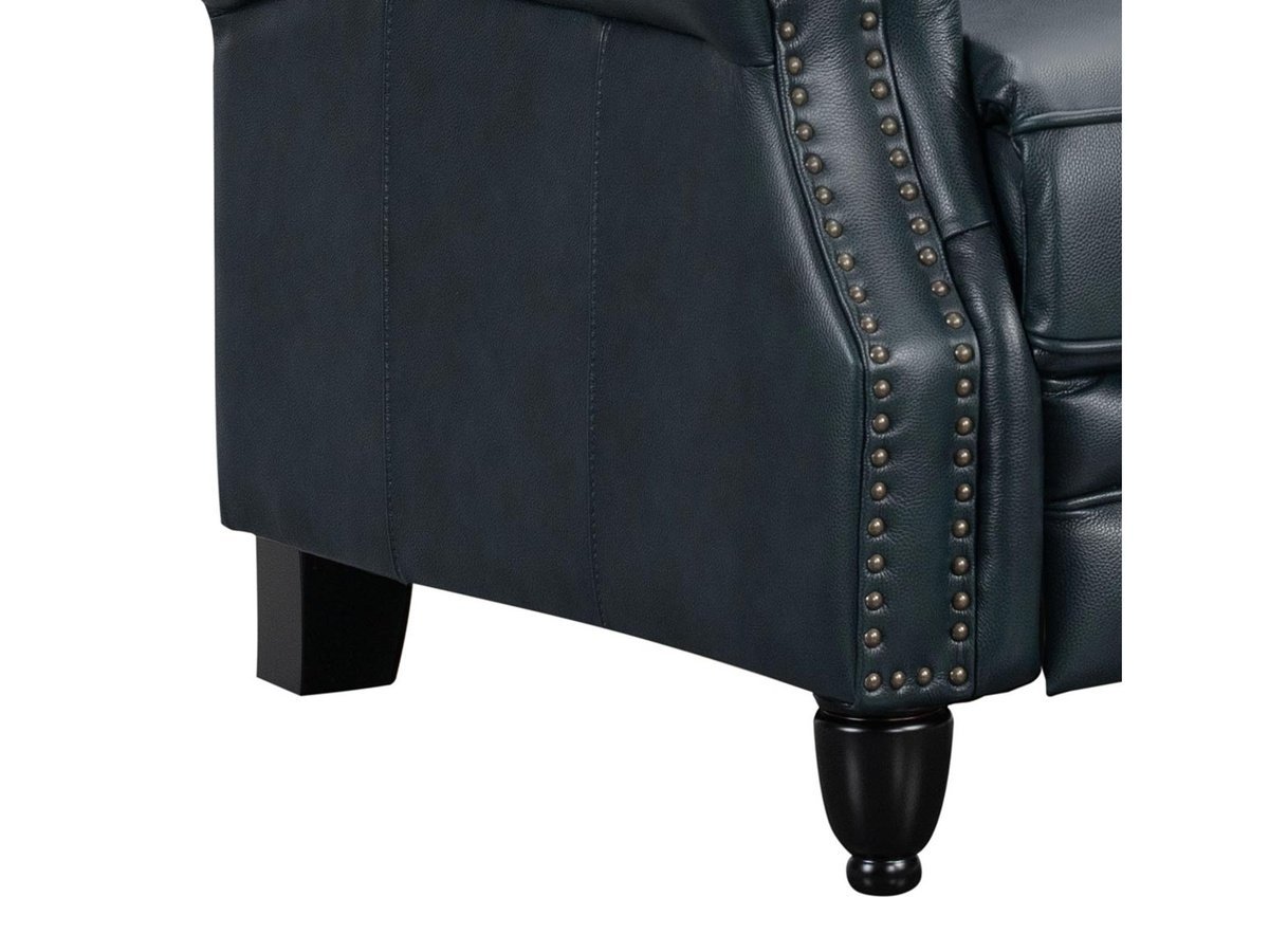 Pollenzo Leather Pushback Recliner - Blue - Abbyson - Living Room