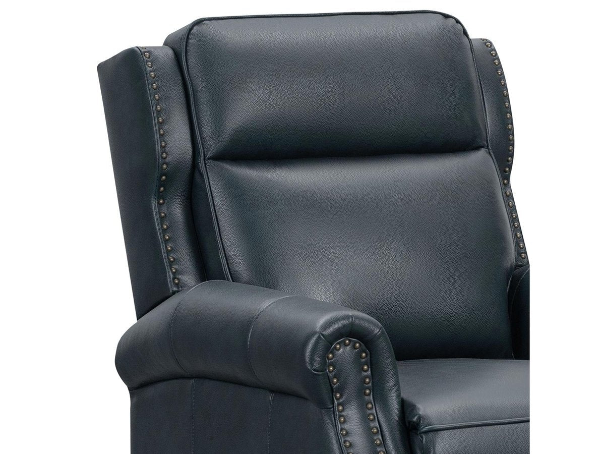 Pollenzo Leather Pushback Recliner - Blue - Abbyson - Living Room