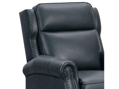 Pollenzo Leather Pushback Recliner - Blue - Abbyson - Living Room