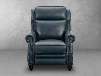 Pollenzo Leather Pushback Recliner - Blue - Abbyson - Living Room